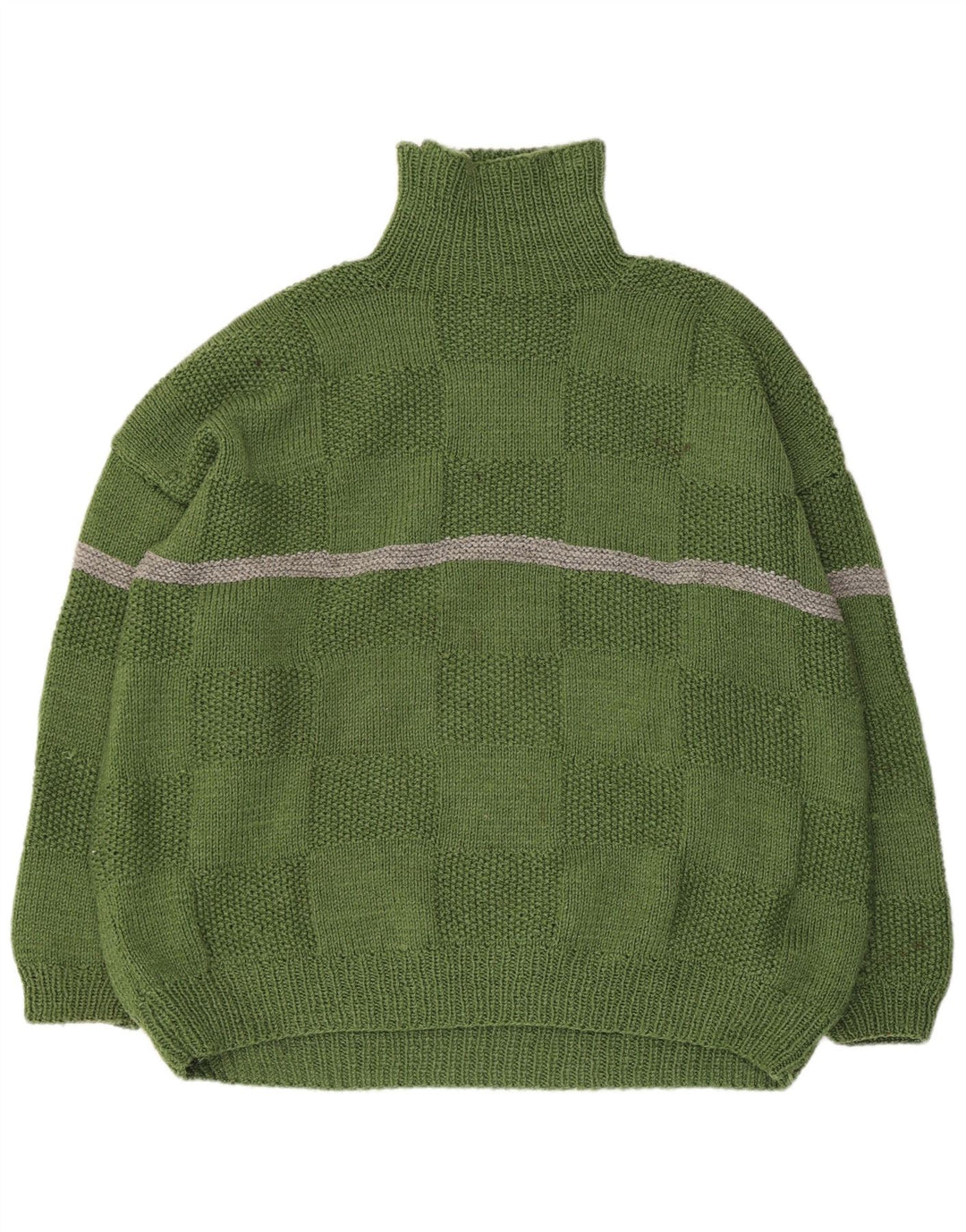 Suéter masculino vintage com gola redonda 2XL listrado verde