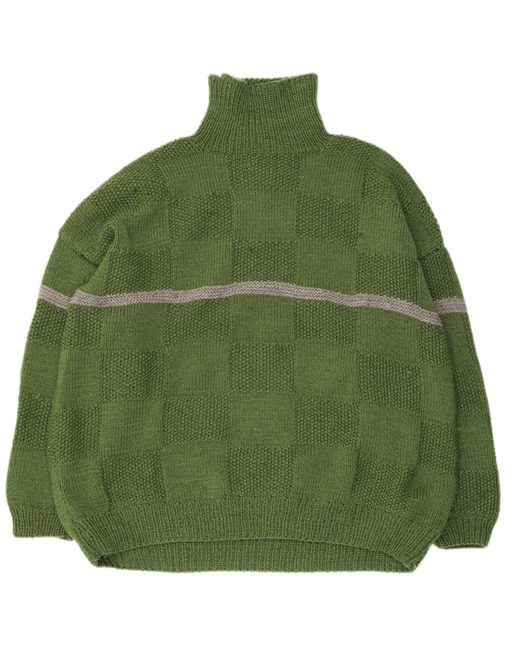 Suéter masculino vintage com gola redonda 2XL listrado verde