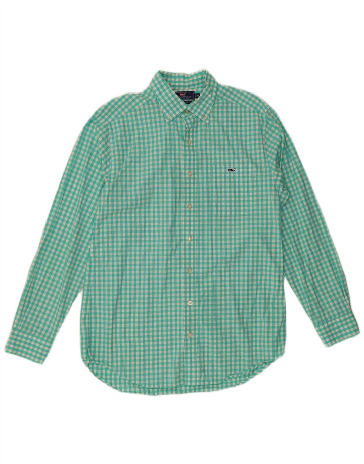 VINEYARD VINES Camisa masculina slim fit médio turquesa algodão guingão