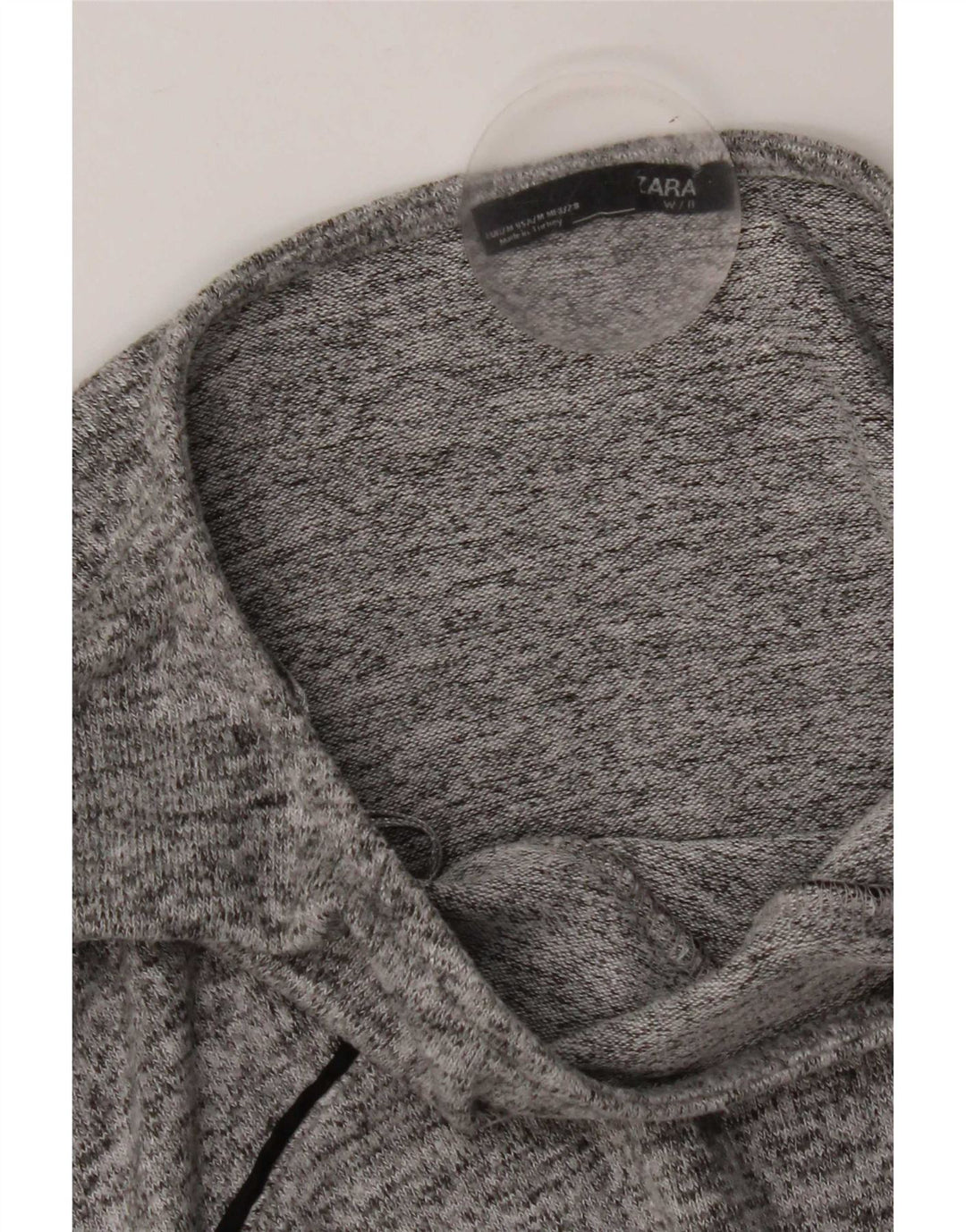 Zara Top feminino oversized manga 3/4 Reino Unido 14 cinza médio manchado