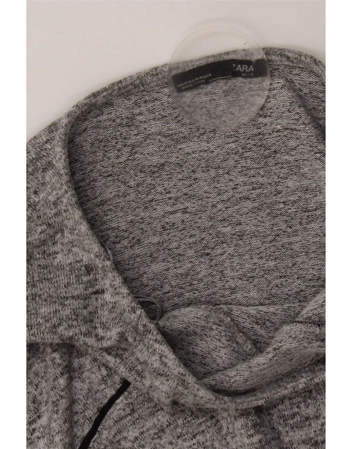 Zara Top feminino oversized manga 3/4 Reino Unido 14 cinza médio manchado