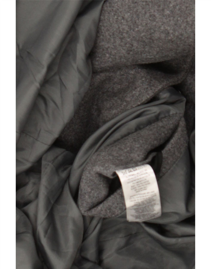 French Connection Mens Pea Coat Reino Unido 36 Lã Cinza Pequena