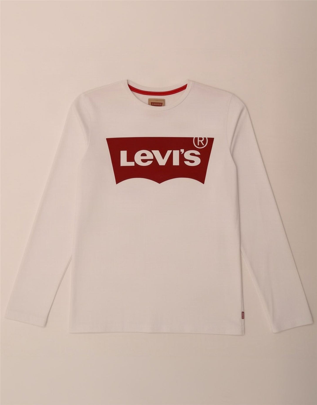 Top gráfico Levi's Boys manga comprida 15-16 anos algodão branco
