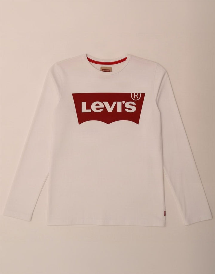Top gráfico Levi's Boys manga comprida 15-16 anos algodão branco