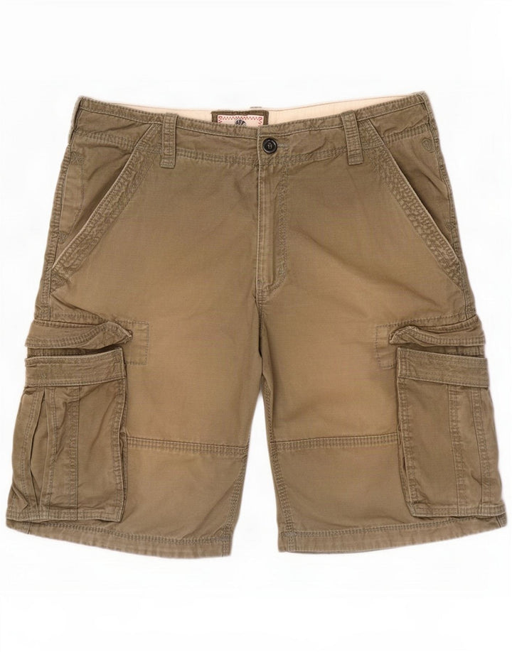 Shorts cargo masculinos Fat Face Grande W36 Algodão cáqui