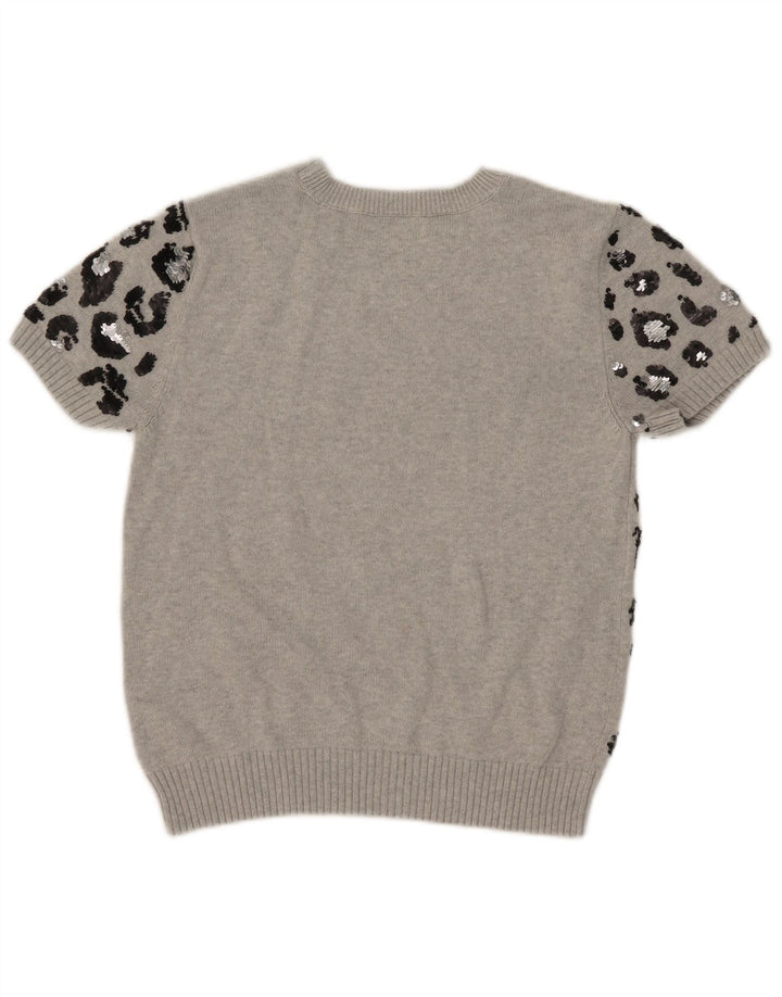 Suéter feminino Marks & Spencer com gola redonda e gola redonda Reino Unido 16 grande cinza