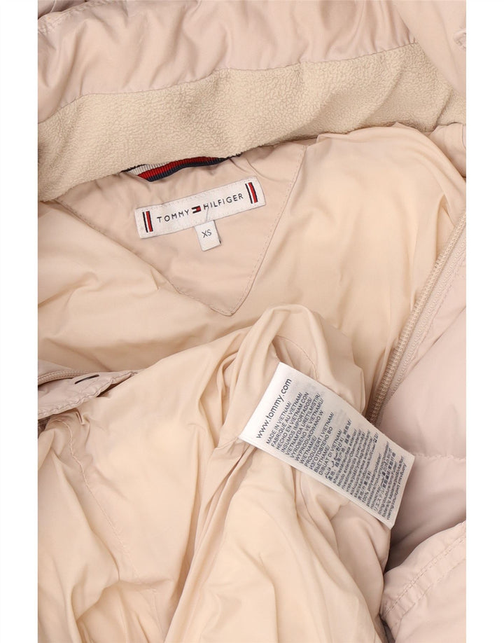 Jaqueta acolchoada com capuz feminina Tommy Hilfiger UK 6 XS poliéster rosa