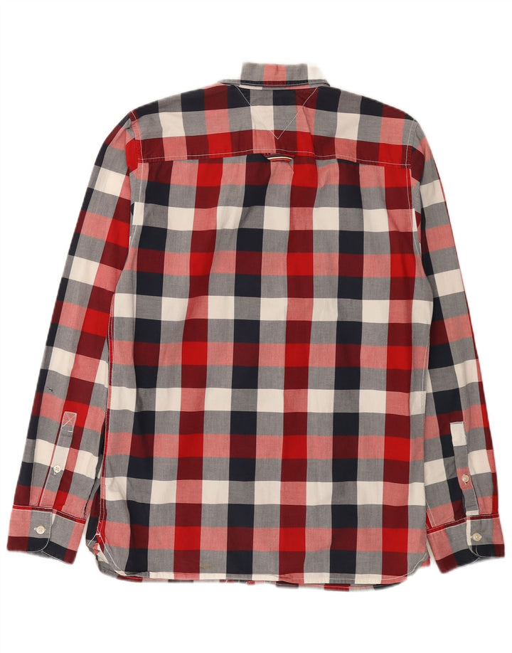 Camisa masculina Tommy Hilfiger pequena xadrez multicolorida de algodão