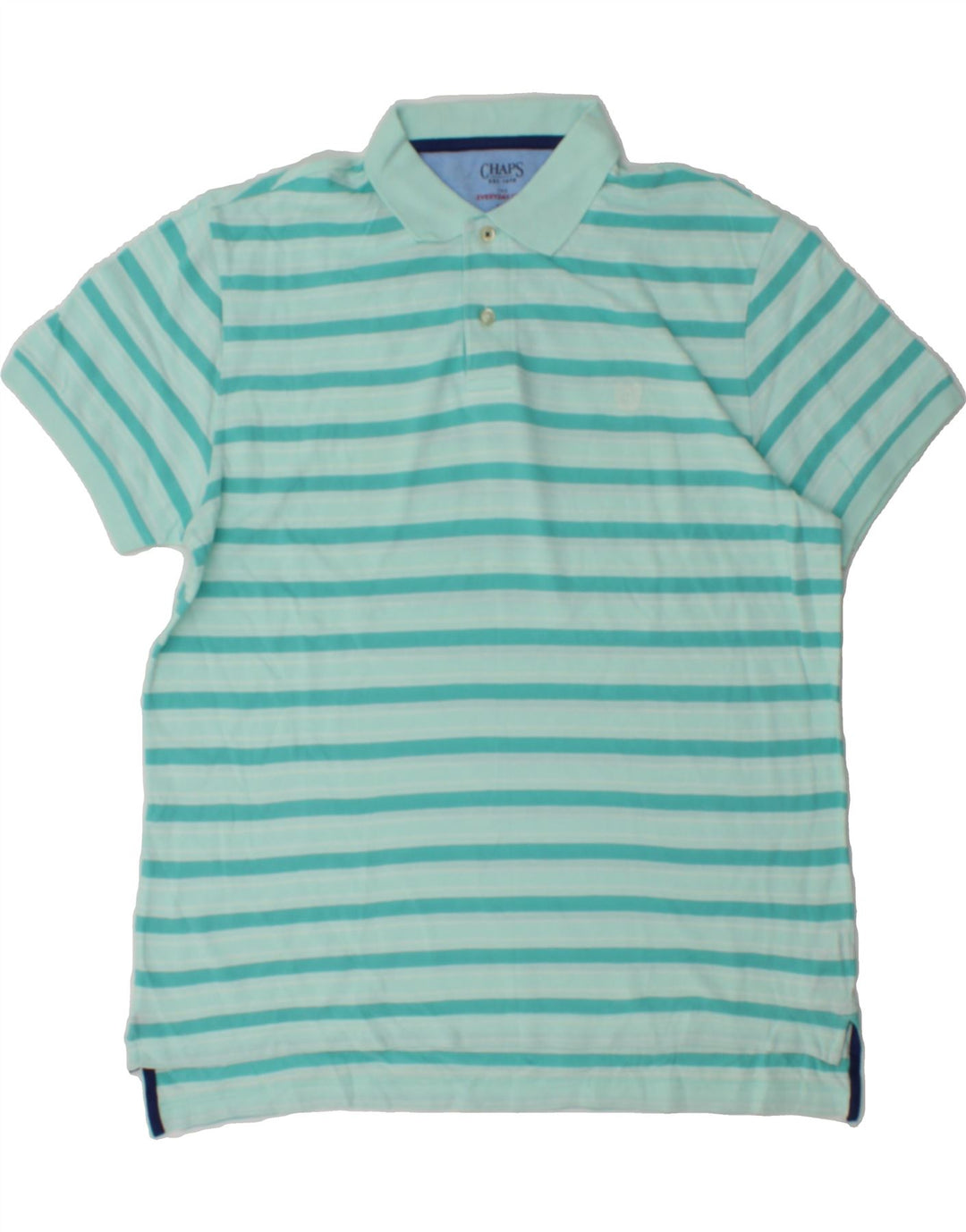 CHAPS Mens Polo Shirt Large Blue Striped Cotton Vintage Chaps and Second-Hand Chaps from Messina Hembry 