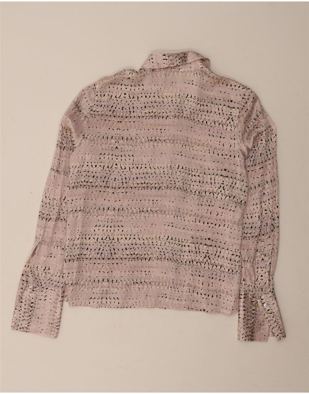 Blusa feminina Marks & Spencer Reino Unido 12 seda manchada rosa médio