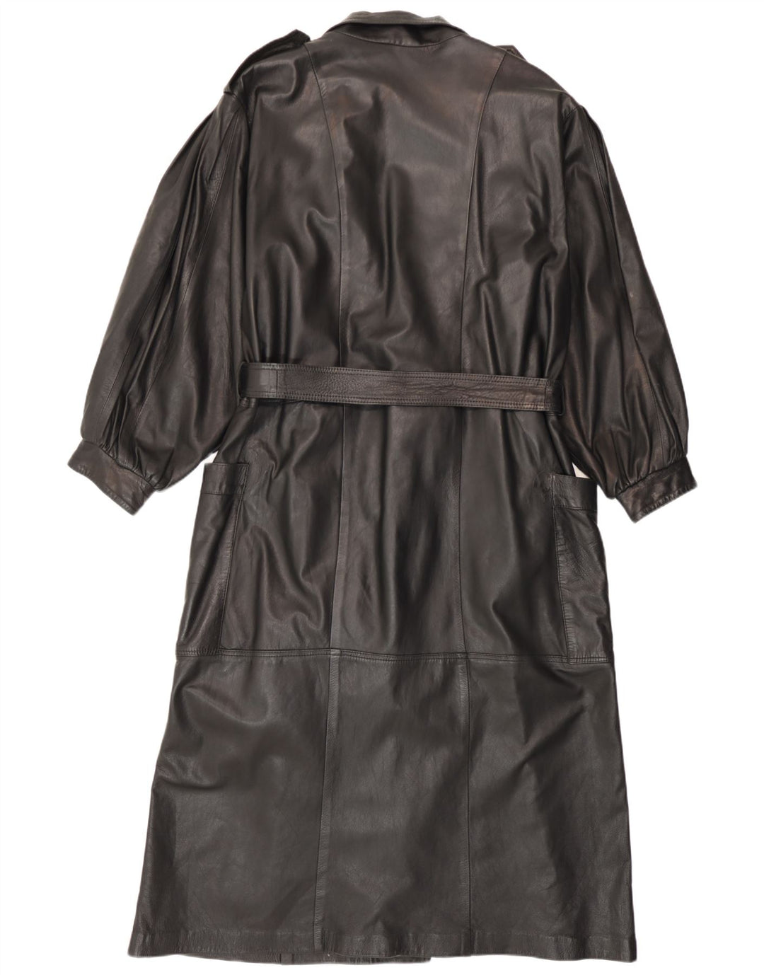 Casaco de couro militar feminino vintage UK 14 médio preto