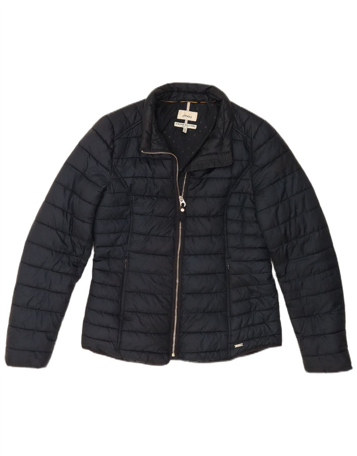 Jaqueta acolchoada feminina Joules UK 12 poliéster azul marinho médio
