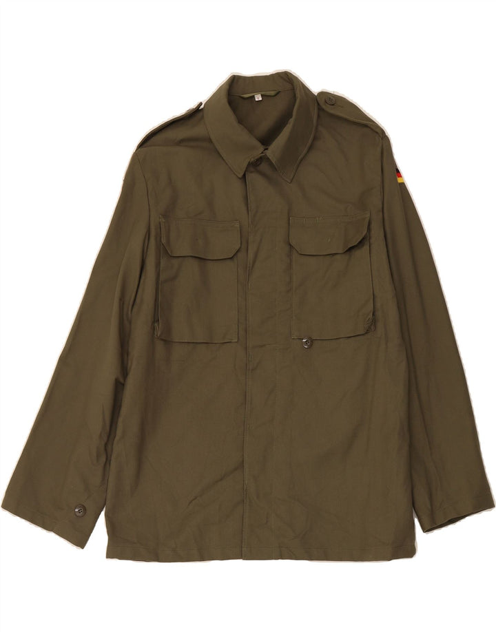 VINTAGE Mens Overshirt Military Shirt Medium Khaki Vintage Vintage and Second-Hand Vintage from Messina Hembry 