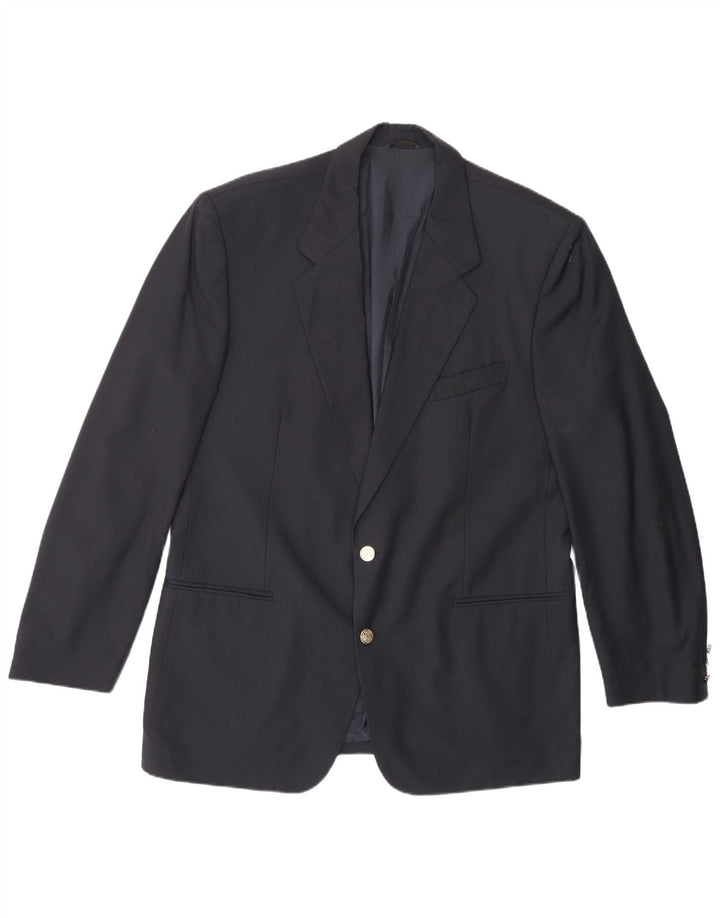 Jaqueta blazer masculina Yves Saint Laurent com 2 botões IT 52 XL azul marinho nova lã