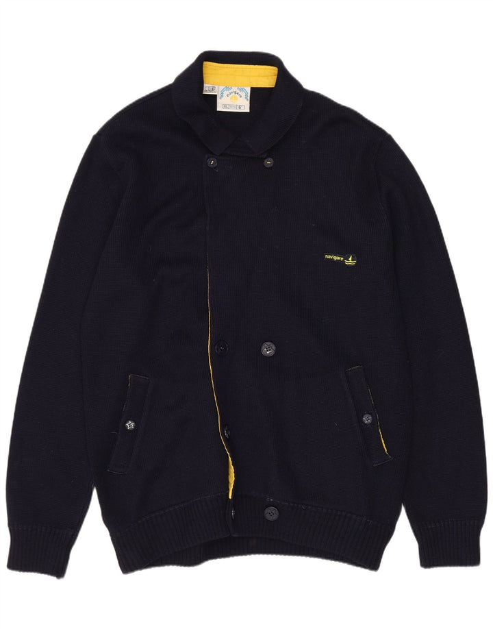 Suéter cardigã masculino Navigare XL lã azul marinho