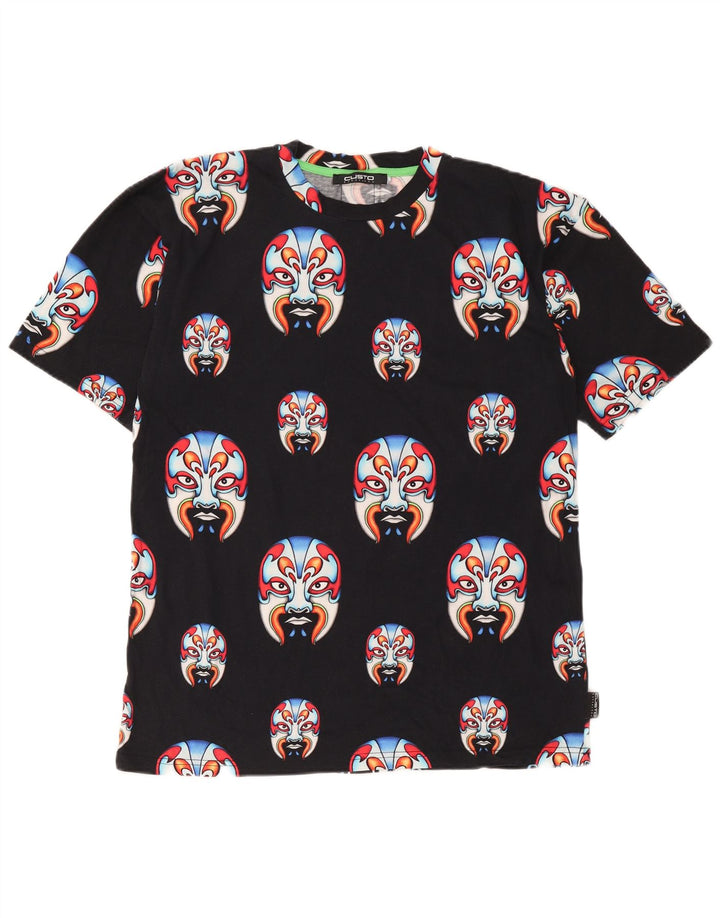Custo Barcelona Mens Graphic T-Shirt Top Médio Algodão Preto