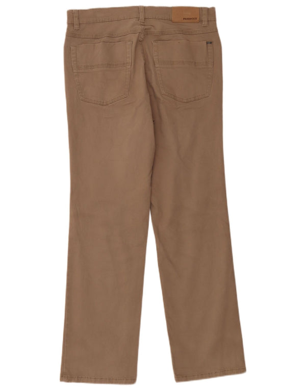 Calça masculina reta casual Paddock W34 L30 algodão marrom