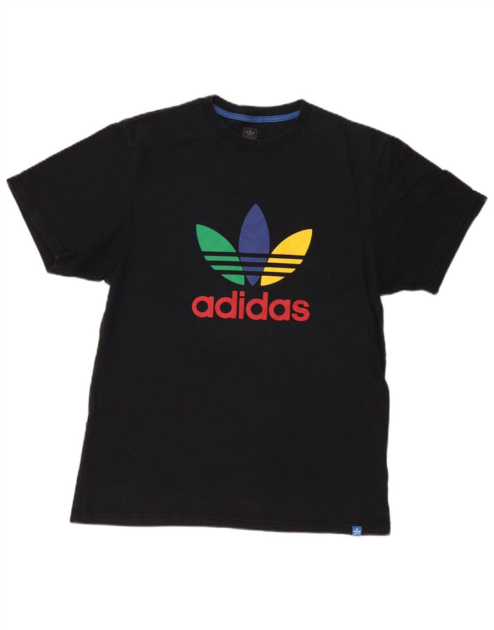Adidas Mens Graphic T-Shirt Top Médio Algodão Preto