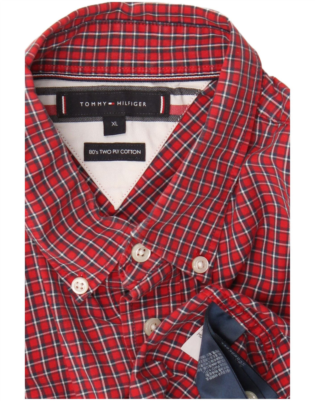 Camisa masculina Tommy Hilfiger XL vermelha xadrez algodão