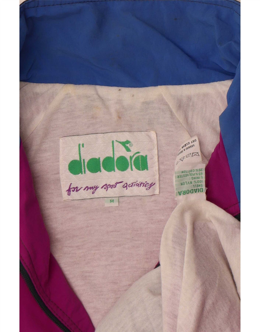 Diadora Mens Graphic Tracksuit Top Jacket Médio Rosa Colourblock Nylon