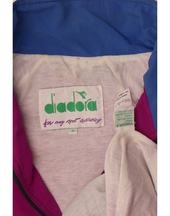 Diadora Mens Graphic Tracksuit Top Jacket Médio Rosa Colourblock Nylon