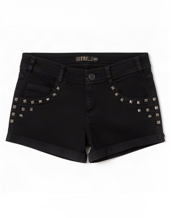Zara Womens Trafaluc Denim Shorts EU 36 XS W26 Algodão Preto