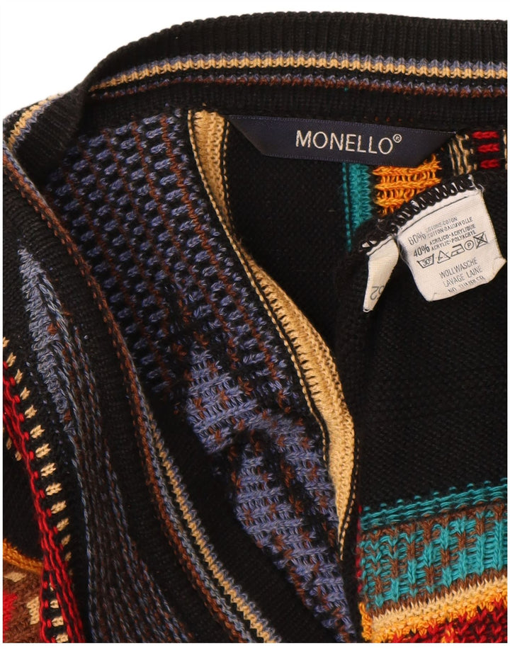 Suéter cardigã masculino Monello IT 62 3XL algodão geométrico multicolorido