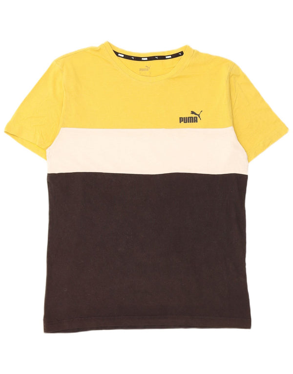 Puma Mens Camiseta Top Médio Multicolorido Colorblock Algodão