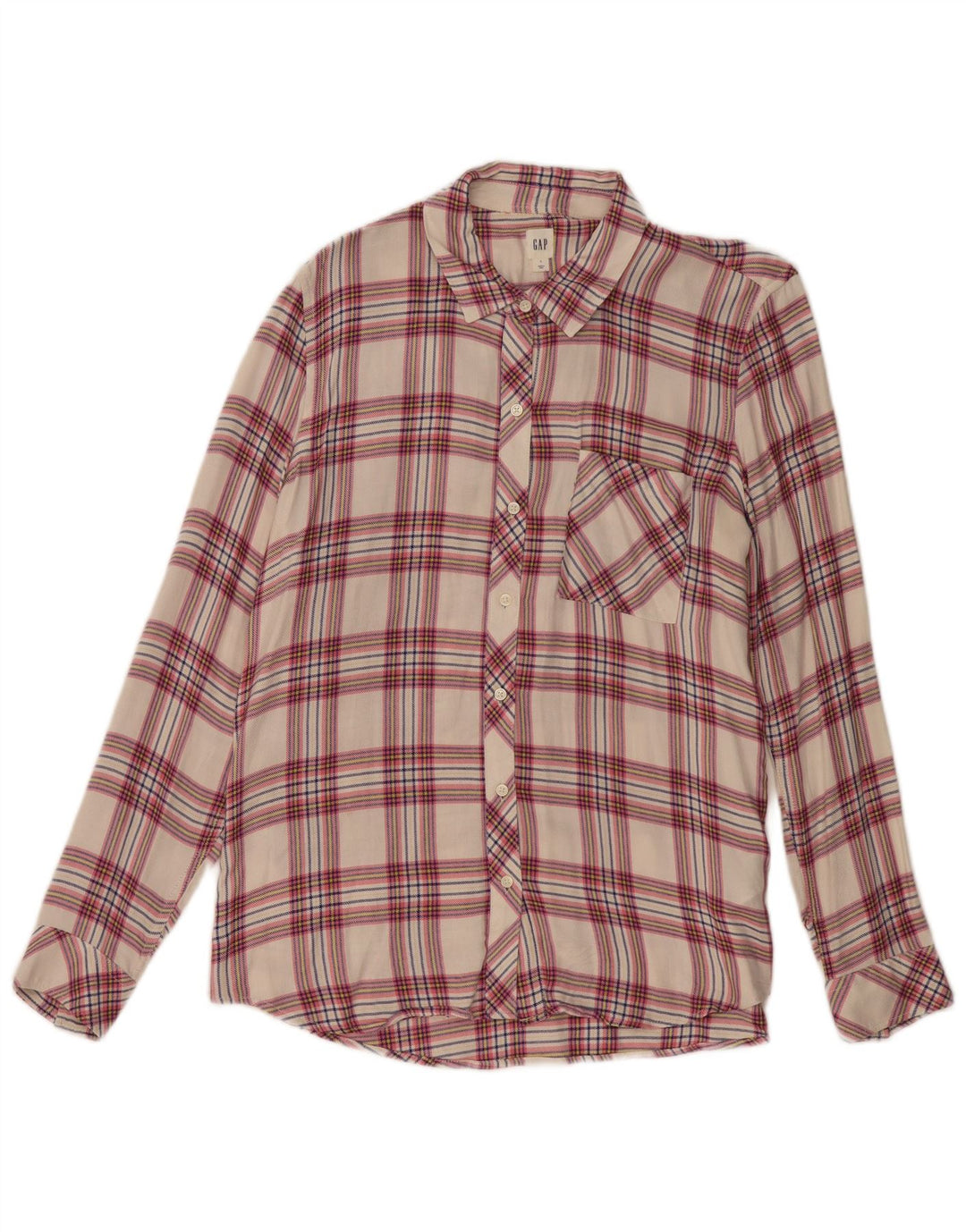 Camisa feminina de flanela GAP Reino Unido 16 grande rayon xadrez bege