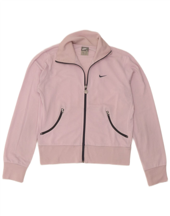 Nike Womens Tracksuit Top Jacket UK 8/10 Pequeno Rosa Poliéster