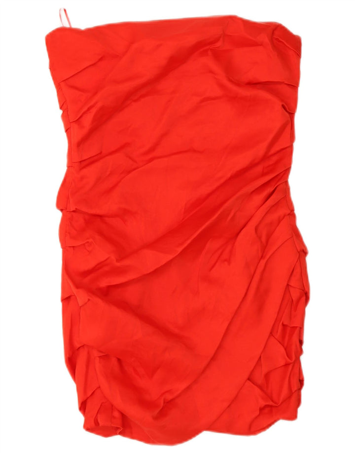 Vestido sem alças feminino Zara UK 8 pequeno viscose vermelha