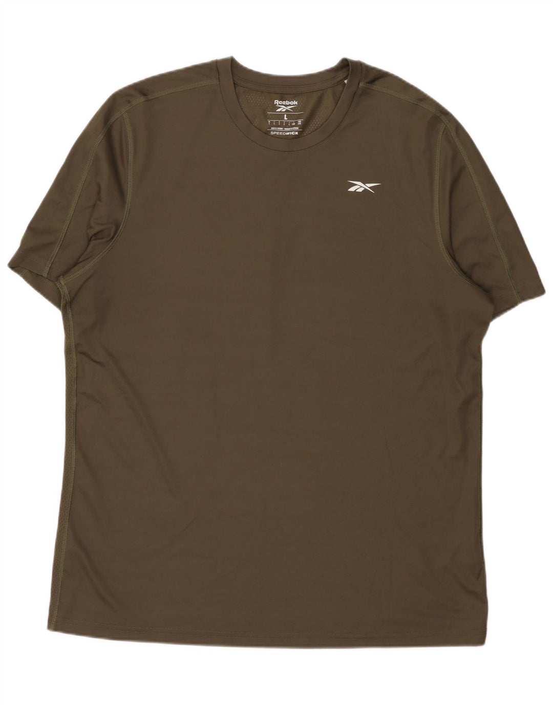 Camiseta masculina Reebok Top grande poliéster cáqui