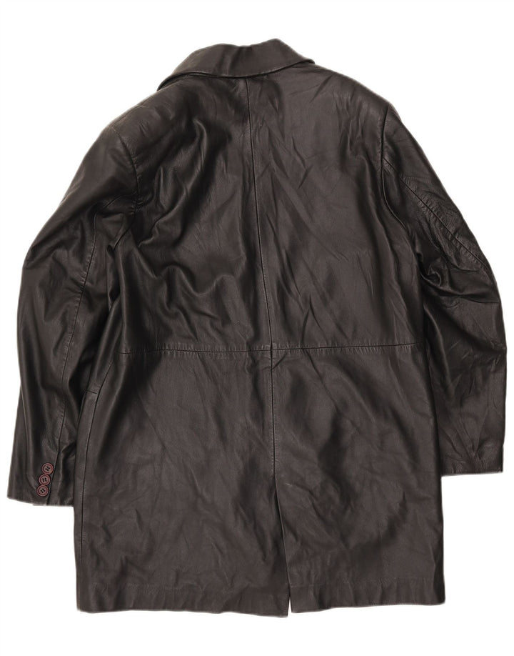 Casaco de couro feminino vintage IT 42 couro preto médio