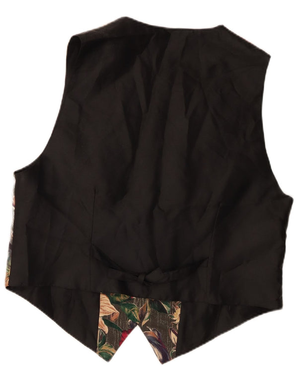 Colete masculino vintage UK 44 XL preto floral