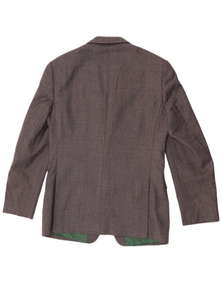 Jaqueta blazer masculina com 2 botões da French Connection Reino Unido 36 pequena lã cinza