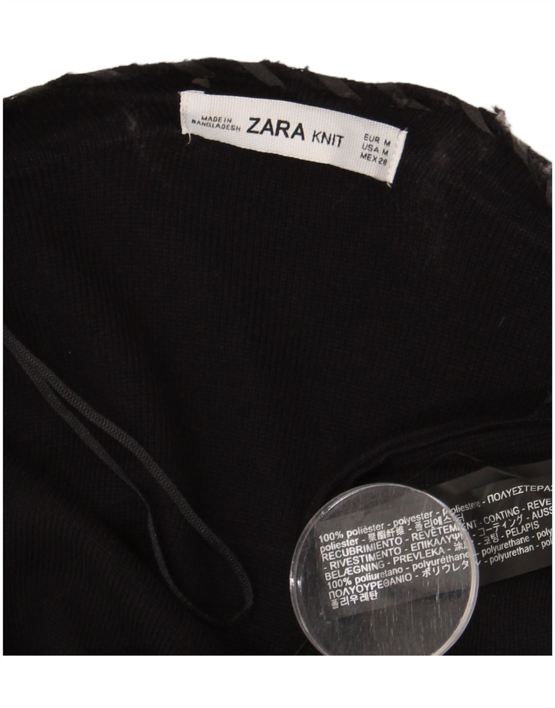 Suéter cardigan aberto assimétrico feminino Zara Reino Unido 12 poliéster preto médio