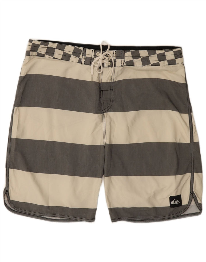 Shorts de natação masculino Quiksilver grande poliéster listrado branco