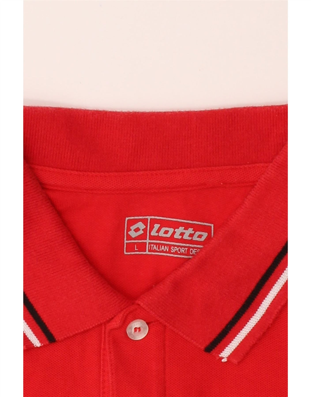 LOTTO Mens Polo Shirt Large Red Cotton Vintage Lotto and Second-Hand Lotto from Messina Hembry 