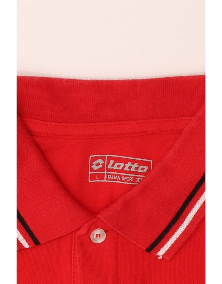LOTTO Mens Polo Shirt Large Red Cotton Vintage Lotto and Second-Hand Lotto from Messina Hembry 
