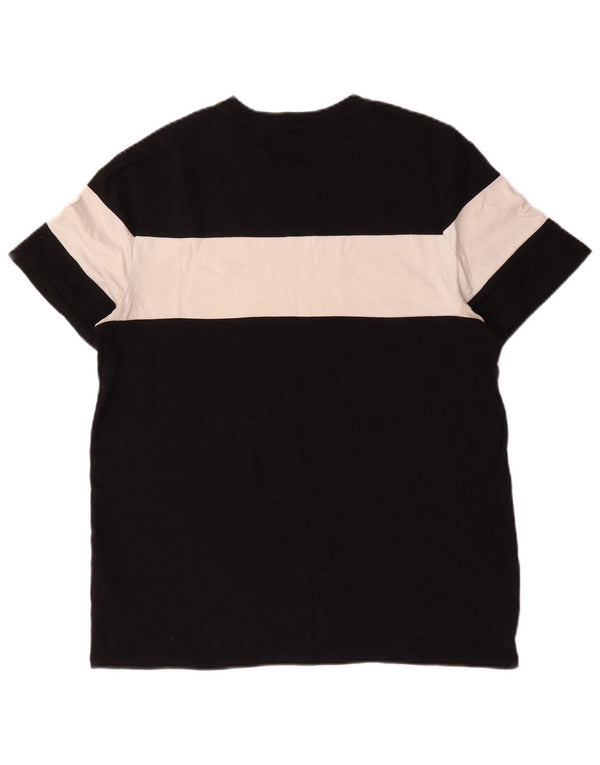 Camiseta masculina Tommy Hilfiger Top médio preto colorblock algodão