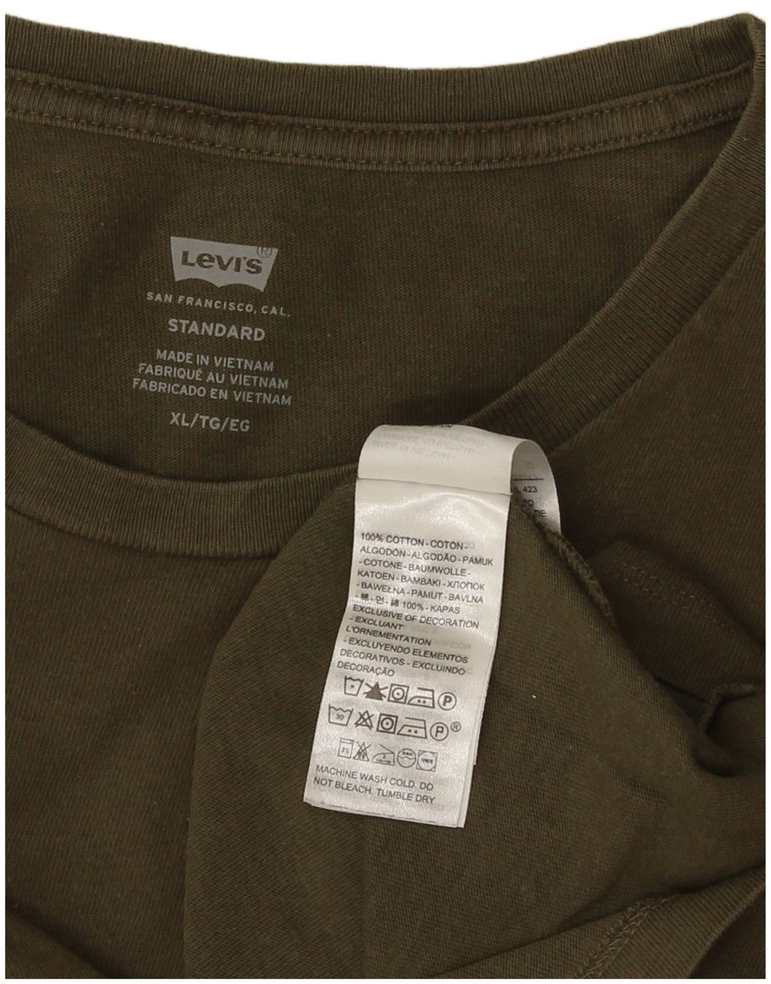 Camiseta masculina padrão Levi's Top XL algodão cáqui