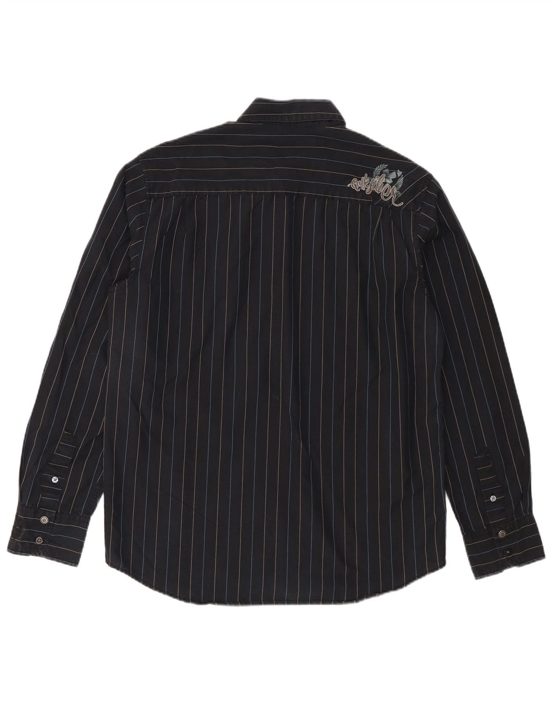 Camisa masculina Quiksilver pequena listrada azul marinho de algodão