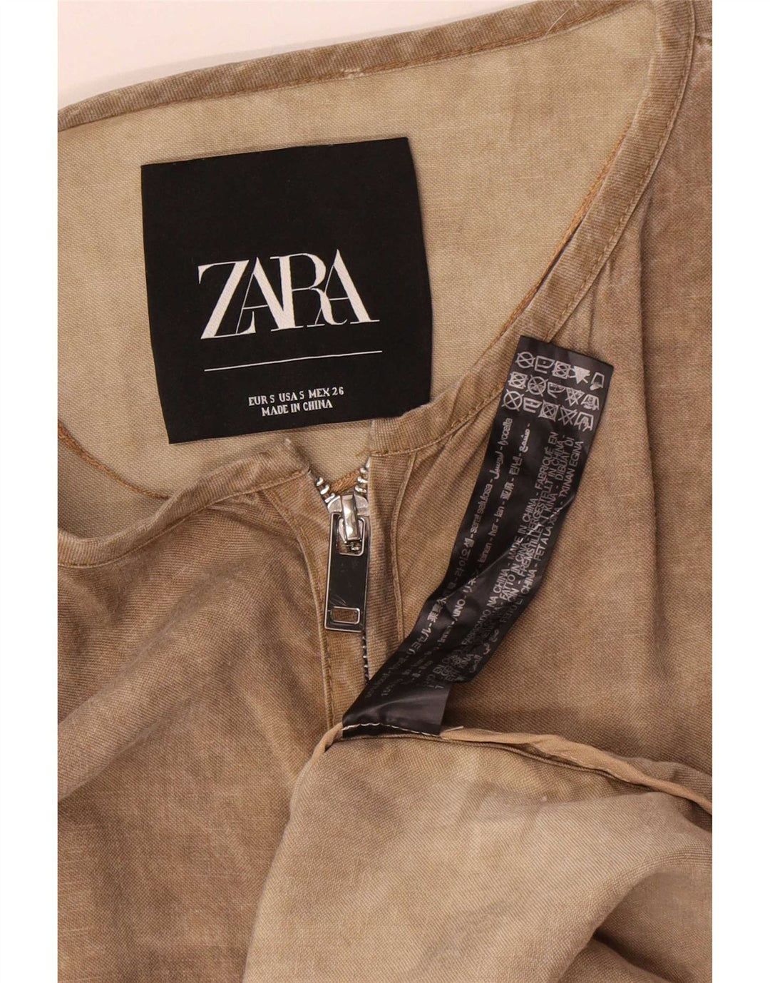 Vestido feminino Zara manga comprida oversized mudança Reino Unido 10 pequeno bege lyocell