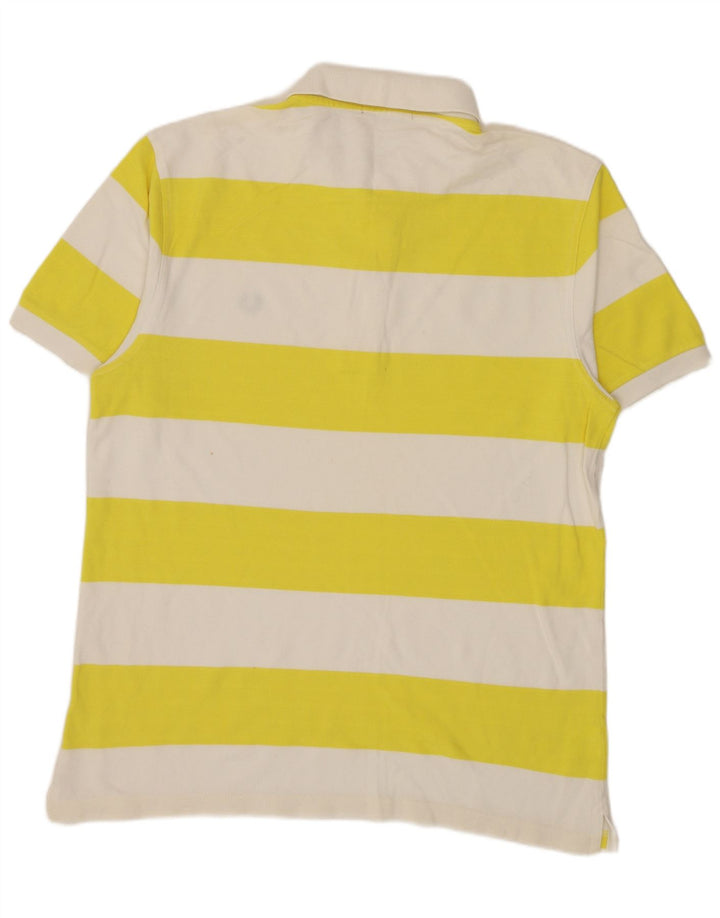 Camisa polo masculina Fred Perry grande algodão listrado amarelo