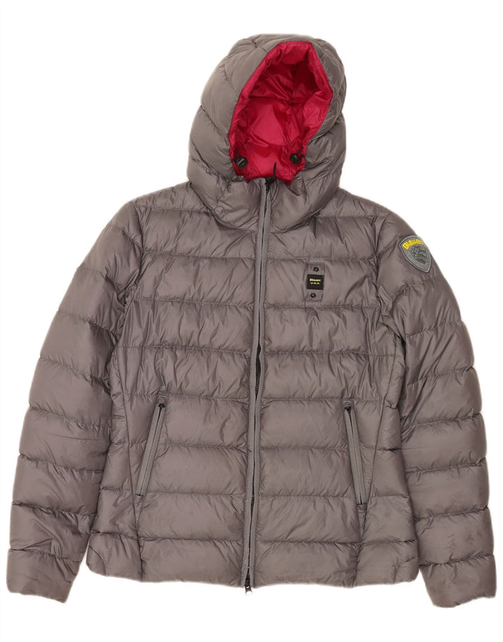 Jaqueta acolchoada com capuz feminina Blauer UK 14 poliamida cinza médio