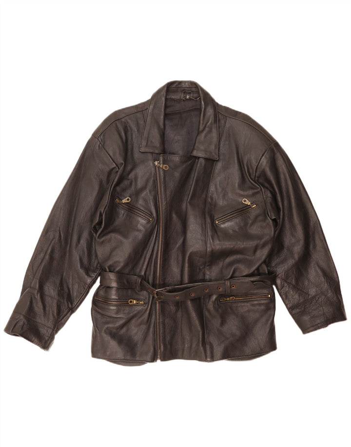 Jaqueta de couro vintage masculina para motociclista Reino Unido 38 couro preto médio