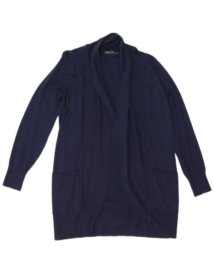Suéter cardigã aberto feminino Marks & Spencer UK 10 pequeno azul marinho viscose