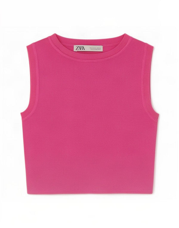 Zara Womens Vest Top UK 10 Pequeno Rosa