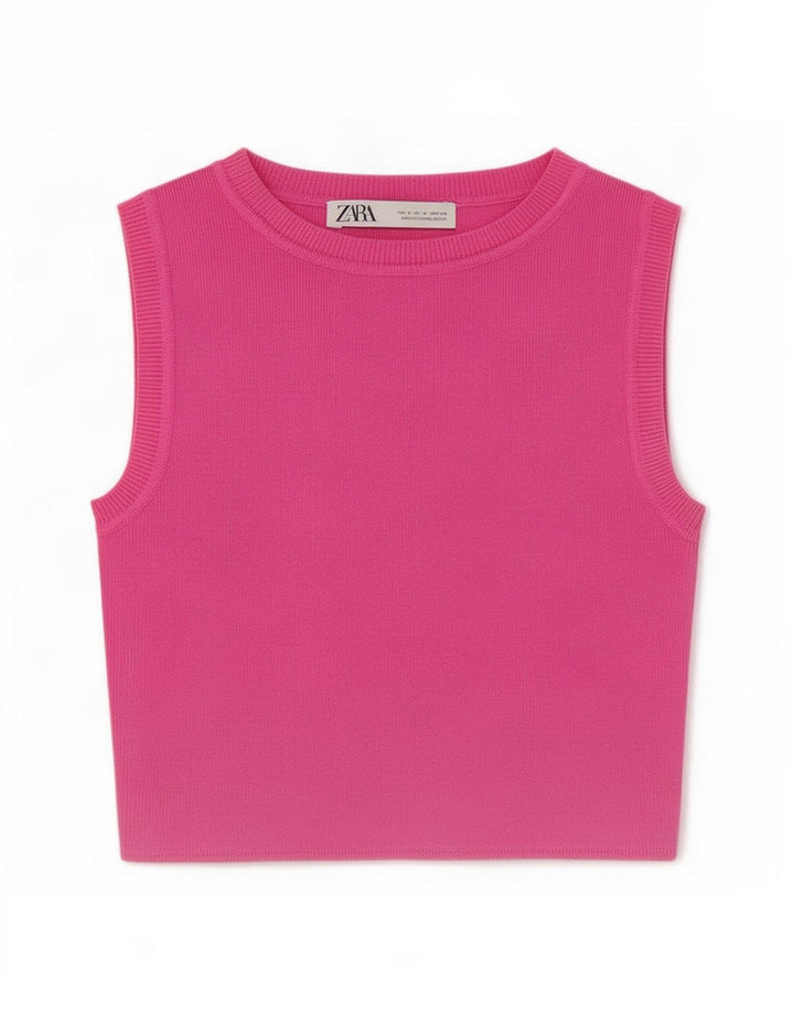 Zara Womens Vest Top UK 10 Pequeno Rosa