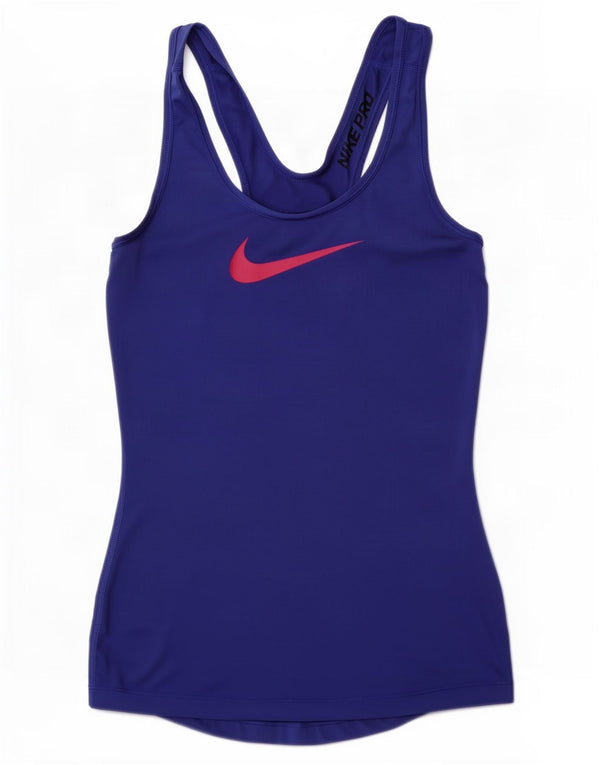 Nike Womens Dri Fit Graphic Vest Top UK 6 XS Azul Marinho Poliéster